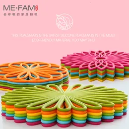 Mats Pads Silicone Trivet Mat Geometric Flower Woven Durable Insulated Non Slip Heat Resistance Placemat Table Protect Decoration 230725