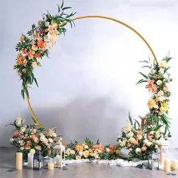 Placas decorativas de metal 2M redondo arco de casamento círculo pano de fundo flor balão display suporte moldura para festa de aniversário decoração do chá de bebê