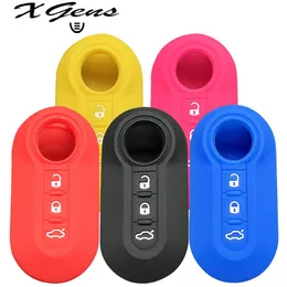 Silicone Car Key Cover Case 3 Buttons Remote Auto Folding Flip Key Case for Fiat ducato 500 500L panda Grande Punto lancia musa230L