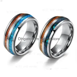 Pierścienie zespołowe Tungsten Stal InLay Ring Opal Shell for Men Women Hip Hop Fashion Fine Jewelry Will i Sandy Drop Reliody Dhzkb