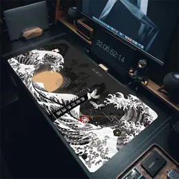 Carpets Waves Mousepad Fish Mouse Pad Gaming Mat 900x400mm White Non-Slip Big Size Mats Rubber Carpert Computer Mousepads Gamer Rug R230726