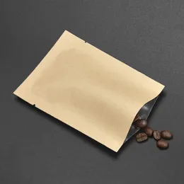 Multi-size Flat Open Top Kraft Paper Packaging Bags Vacuum Food Storage Pouch Open Top Aluminum Foil Coffee Tea Powder Drysaltery 271z