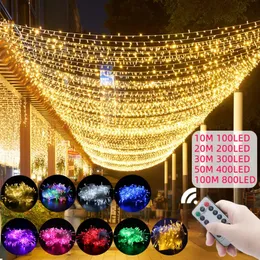 LED-strängar Fairy Lights 10m-100 m kedja utomhus Garland Vattentät för bröllopsfest Tree Christmas Ramadan Decoration