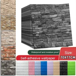 3D Wall Panel anti-collision foam wallpaper self-adhesive brick like stickers bedroom 3D wallpaper home DIY luxury decorative stickers 230725