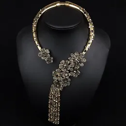 Coats 2023 New Za Vintage Baroque Statement Open Choker Necklace Women Layered Crystal Rhinestone Tassel Large Collar Necklace Jewelry