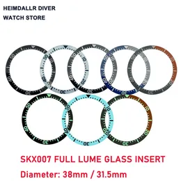 Titta på band Modifiera delar 38mm 31 5mm SKX007 009 Full Luminous Glass Bezel Insert Kit passar SKX Diver Case 230725