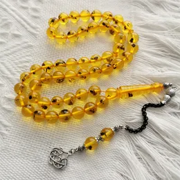 Bangle Tasbih Rosary Amazing Artificial Amber Insect Beads Real Myres Inside 10mm 51 Sibha Round Pärlor Hand Made Prayer Bead 230726