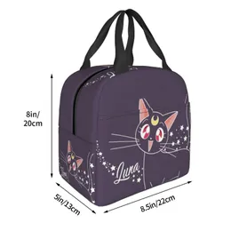 Bags Luna Cartoon Insulated Lunch Bags for Women Sailor Anime Manga Moons Resuable Cooler Thermal Bento Box Kids School Children