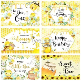 Materiale di sfondo Mocsicka Honey Bee Baby's 1st Birthday Photo Background Neonatale Baby Shower Photo Background Yellow Banner Photo Prop X0725