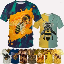 남성용 T 셔츠 EST BEE 3D 프린팅 티셔츠 패션 참신한 동물 꿀 셔츠 유엔하라 주쿠 캐주얼 짧은 슬리브