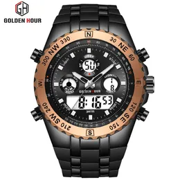 Reloj Hombre GOLDENHOUR Männer Uhr Quarzt Digitale Sport Uhr Männer erkek kol saati Fashion Outdoor armbanduhr Leuchtende Männliche Clock182C