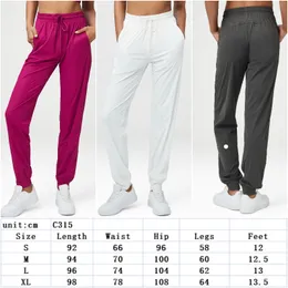 LL-C315 Pantaloni da donna Pantaloni da yoga Pantaloni larghi Excerise Sport Palestra Corsa Casual Pantaloni lunghi alla caviglia Elastico Vita alta Coulisse Traspirante