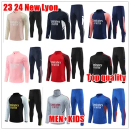 2023 Mens Lyon Tracksuits 긴 슬리브 반 지퍼 축구 저지 최고 품질 23 24New Lyon Chandal Futbol Training Suit Suretment Sweatuet Tracksuit Football