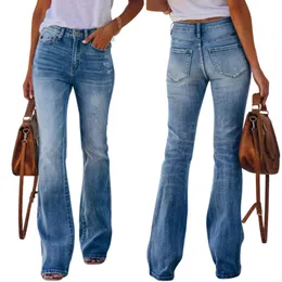 Kleider Hot Wild Damenmode, lässig sitzende Jeans, hohe Taille, stilvolle Stretch-Schlaghose, Hose für den täglichen Dating-Einkauf