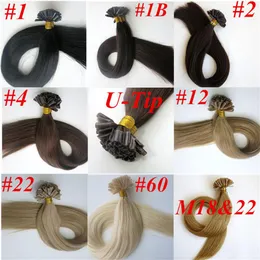 100g 100Strands Pre bonded nail u tip Human hair extensions 18 20 22 24inch Straight Brazilian Indian hair extension282I