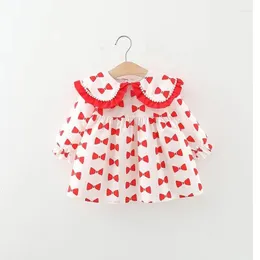 Giacche 2023 Del Bambino Delle Ragazze Abiti di Cotone Primavera Autunno Collare di Perline Carino Fiocco Vestito di Compleanno Del Bambino Bambini Principessa Vestiti 0-3Y