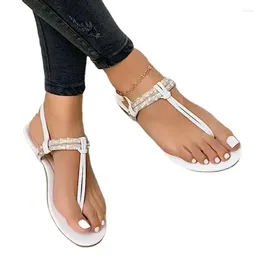 Dla sandałów buty kobiety Pasek kostki damski letnie stringi cekiny plażowe płaskie zwykłe zapatos 95197 s