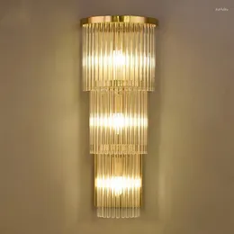 Настенные лампы постмодернистская хрустальная лампа Американская роскошная для гостиной спальни изучение декор E14 легкие ванные комнаты