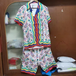 Mäns shorts 2023 Summer Casablanca Suit mode tryckt Hawaiian Men's Short Sleeve Shirt Set 230725