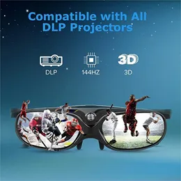 3D Gözlük DLP Bağlantı 3D Gözlük Aktif Deklanşör Gözü Şarj Edilebilir Gözlük DLP 3D Projektörler için Dairesel Camlar 230726