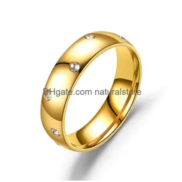 Band Rings 6Mm Womens Stainless Steel Micro-Set Zircon Ring Diamond For Woman Men Gift Fashion Jewelry Drop Delivery Dhl7S