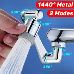 Zlew łazienkowy krany 1440 ° obrotowy kran Extender uniwersalny metal obrotowy aerator spray podwójny tryb twarzy mycie rozpryski