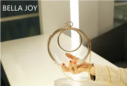 الأكياس المسائية Bella Joy Fashion Acrylic Circular Ladys حقيبة عشاء شفافة كتف Crossbody حقيبة يد 230725