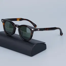 Güneş Gözlüğü En İyi Japon Marka El Yapımı Optik Yuvarlak Premium Asetat Kaplumbağa Erkekleri Tam Ambalajlı Retro Klasik Gözlükler