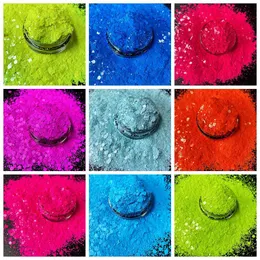 Racks 12Color Matte Neon Glitter Mixed Nail Flake Hexagon Paillette Pigment glittrande skivor Dammdekoration Lack Harts Diy Wholesale