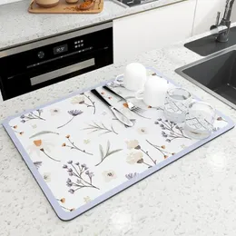 Tischsets Küche Abflussmatte Wärmedämmung Teetasse Bar Pad Anti-Rutsch-Tellertrocknung Super saugfähiges Geschirr Tischset