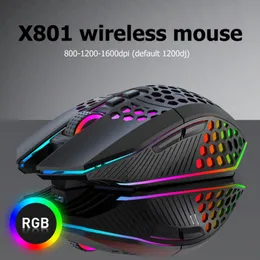 Gaming myszy do ładowania 2,4G bezprzewodowego myszy 8 klawiszy 1600DPI Regulowane ergonomiczne RGB LED Mysz Myszka na laptop PC