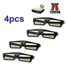 3D 안경 4PC/로트 3D 안경 BENQ W1070 OPTOMA GT750E DLP 3D EMITTER PROJECT GRASSES 230726에 대한 충전식 셔터 활성 셔터.