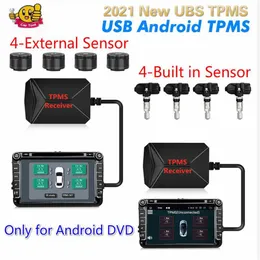 USB 안드로이드 TPMS 타이어 압력 모니터링 시스템 자동차 DVD 용 자동 경보 타이어 온도 4 5 내부 외부 센서 334r