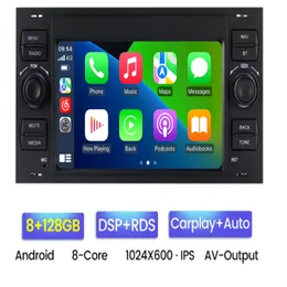 Rádio com GPS para carro, reprodutor Multimídia com Android, 128G, 2DIN, para Ford Focus 2, Mondeo S C Max, Kuga, Fiesta, Fusion