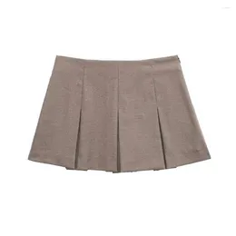 Women's Shorts Casual Comfortable Skirt 2023 Summer Coffee Color Slim High Waist Pleated Female Daily Versatile Pants