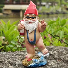 Dekorativa föremål Figurer Miniatyrhartsstaty Bikini Gnome Elf Garden Swimming Fairy Landscape Outdoor Yard Lawn Bonsai Decoration 230725