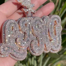 ciondolo personalizzato hip hop bling cz diamante placcato oro 18 carati nome lettera fumetto moissanite