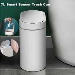 Pojemniki na śmieci Automatyczne śmieci czujnika mogą elektroniczne gospodarstwo domowe inteligentne kosza kuchnia kosza do łazienki toaleta wodoodporne wąskie szwy śmieci 230725