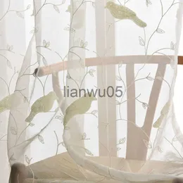 Tenda Uccello Modello 3D Ricamo Drappo Tende Trasparenti per Soggiorno Finestra Tulle Bianco Ricamato Uccello Garza Filato XWP004 # 15 x0726