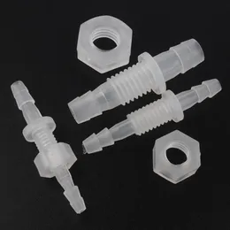 100pcs 3-8mm M6-M10 PP Thread PP Straight Connectors Hex Nut Aquarium Tank Air Pump Fittings Drinking Water Hose Pagoda Joints 2012749