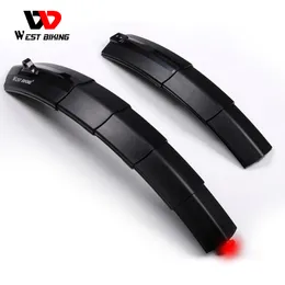 Bike Fender WEST BIKING Bicycle Fenders with Taillight Telescopic Front Rear Mudguards MTB Bike Accessories Bike Tail Light Cycling Fenders 230725