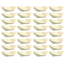 Dinnerware Sets 50pcs Sushi Boats Leaf Boat Container Wood Plates Party Supplies Serving Trays Wooden Plate