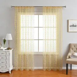 Curtain Sheer Strong Air Permeability Sunscreen Anti-UV Fadeless Through-rod Dustproof Flocking Hook Pattern Window Tulle Livin
