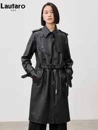 Женские траншеи Coats Lautaro Spring Adulm Long Black Cool Cute Trench Trench для женщин на молнии Zipper raglan рукав роскошная дизайнерская одежда 230725