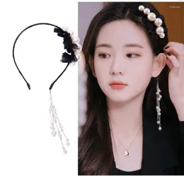 Hair Clips Female Pearl Korean Simple Headband Out After Pressing Hanging Bundle Air Tassel Hairpin Headdress Earrings