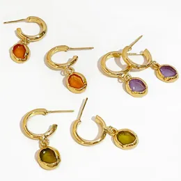 Dangle Earrings Peri'sBox Gold Color Romantic Water Drop Dangler For Women Cute Oil Small Rond Inlaid Stone Statement Jewelry 2023