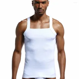 Herrtankstoppar mode Vest Cotton Tight Top Home Slp Casual Solid Boy Sexig asiatisk storlek Slveless Garment Body Building