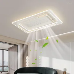 天井照明モダンな目に見えない刃のないファンランプリモコン付きLEDライト屋内照明ベッドルームリビングルーム