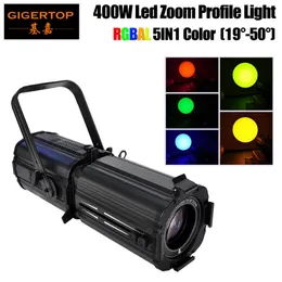 Gigertop 400W RgBal 5in1 LED LED يدوي Zoom Zoom Profile Light Zoom Focus Lens Dual Glass Lens DMX512 Control 4 Dimping Curve Fan COO2483