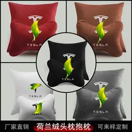 Car Headrest Throw Pillow Suitable for Tesla Modelodel Xmodels Waist Flannelette Cushion2603